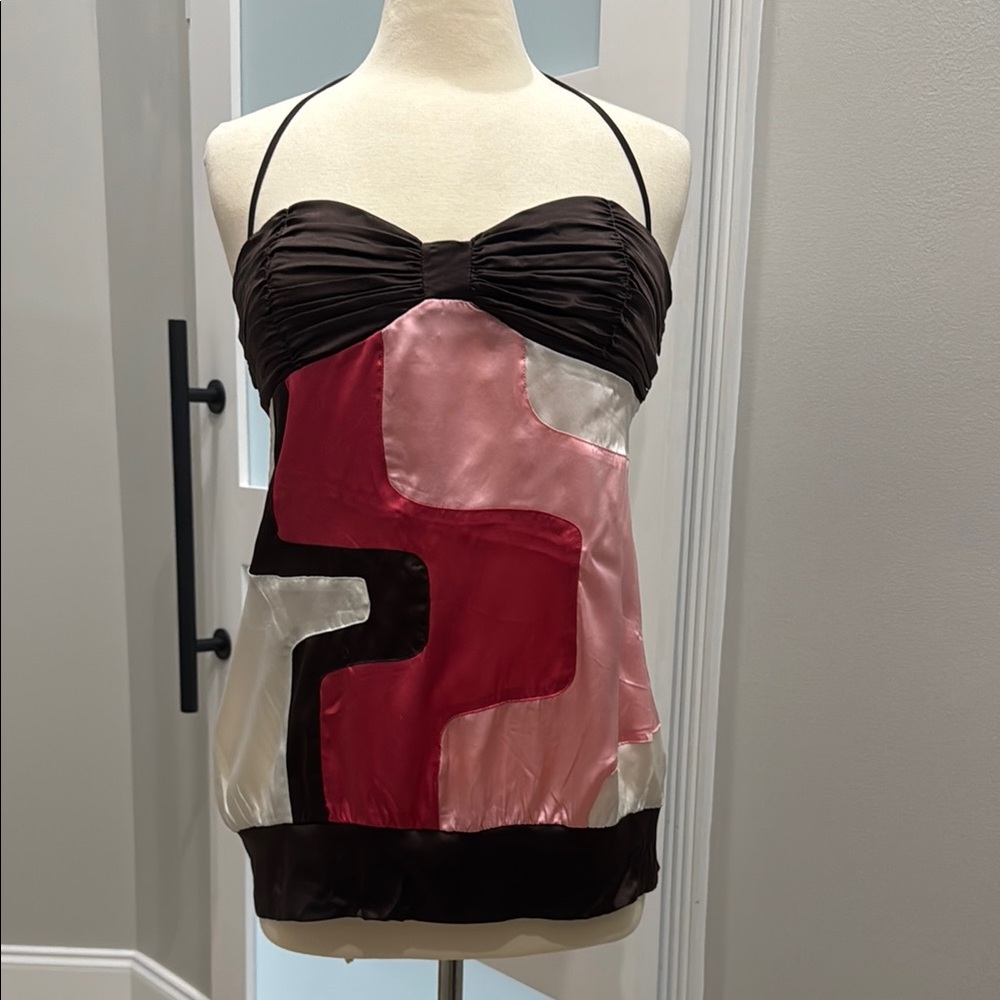 Bebe Colorblock Bandeau Halter Top NEW